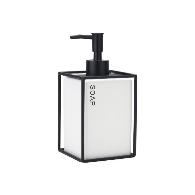 ΑΝΤΛΙΑ ΣΑΠΟΥΝΙΟΥ CAGE 450ML ΚΕΡΑΜΙΚΗ ΛΕΥΚΗ ΜΕ ΜΕΤΑΛ. ΠΛΑΙΣΙΟ 8.5X8.5X18.5CM