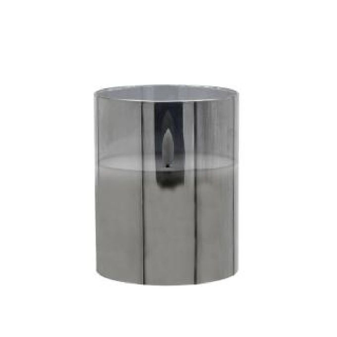 ΚΕΡΙ LED ΜΕ ΡΕΑΛΙΣΤΙΚΗ 3D ΦΛΟΓΑ FL1013 ΣΕ ΓΥΑΛΙ ΧΡΩΜΑ SMOKY 10X10X13ΕΚ
