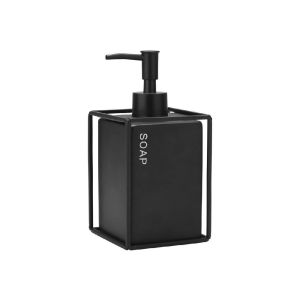 ΑΝΤΛΙΑ ΣΑΠΟΥΝΙΟΥ CAGE 450ML ΚΕΡΑΜΙΚΗ ΜΑΥΡΗ ΜΕ ΜΕΤΑΛ. ΠΛΑΙΣΙΟ 8.5X8.5X18.5CM