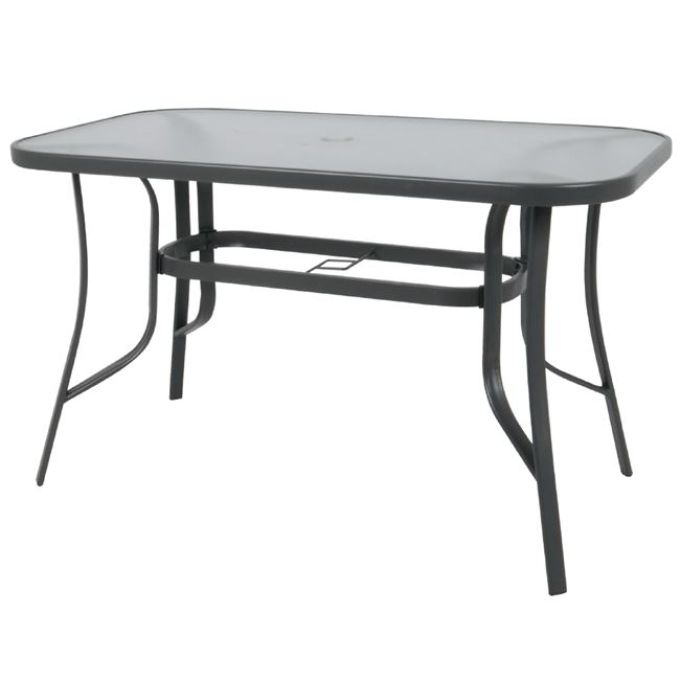 ΤΡΑΠΕΖΙ ΜΕΤΑΛΛΟ ΒΑΦΗ ΑΝΘΡΑΚΙ - ΓΥΑΛΙ PEAR CLEAR RIO 150X90X71CM