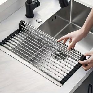 ΣΧΑΡΑ ΝΕΡΟΧΥΤΗ ΑΝΑΔΙΠΛΟΥΜΕΝΗ INOX ΜΕ ΠΛΑΣΤΙΚΟ ΜΑΥΡΟ ΜΑΤ (46,5X23,5X1)