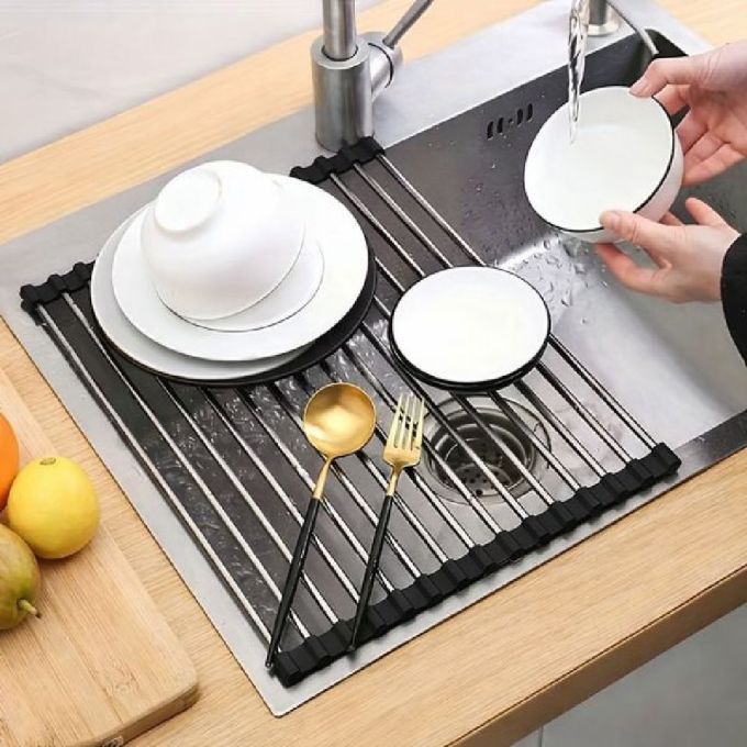 ΣΧΑΡΑ ΝΕΡΟΧΥΤΗ ΑΝΑΔΙΠΛΟΥΜΕΝΗ INOX ΜΕ ΣΙΛΙΚΟΝΗ ΜΑΥΡΟ ΜΑΤ (48,5X33X1)