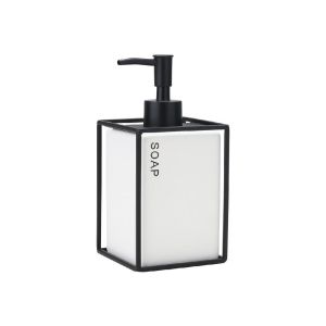 ΑΝΤΛΙΑ ΣΑΠΟΥΝΙΟΥ CAGE 450ML ΚΕΡΑΜΙΚΗ ΛΕΥΚΗ ΜΕ ΜΕΤΑΛ. ΠΛΑΙΣΙΟ 8.5X8.5X18.5CM