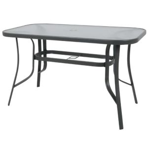 ΤΡΑΠΕΖΙ ΜΕΤΑΛΛΟ ΒΑΦΗ ΑΝΘΡΑΚΙ - ΓΥΑΛΙ PEAR CLEAR RIO 150X90X71CM