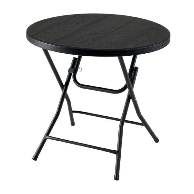 ΤΡΑΠΕΖΙ ΣΤΡΟΓΓΥΛΟ ΠΛΑΣΤΙΚΟ-ΣΙΔΕΡΟ ΑΝΑΔ-ΝΟ ΜΑΥΡΟ ΞΥΛΙΝΟ (80X74)