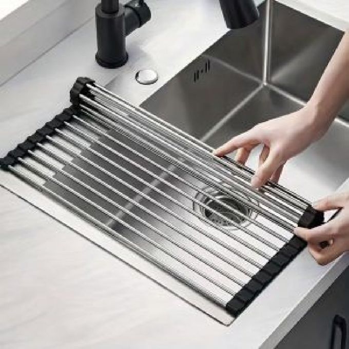 ΣΧΑΡΑ ΝΕΡΟΧΥΤΗ ΑΝΑΔΙΠΛΟΥΜΕΝΗ INOX ΜΕ ΠΛΑΣΤΙΚΟ ΜΑΥΡΟ ΜΑΤ (46,5X23,5X1)