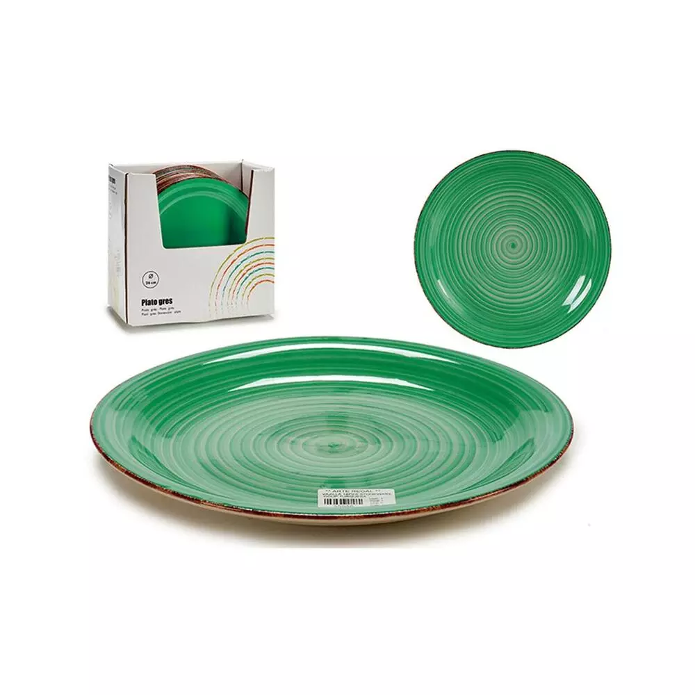 ΠΙΑΤΟ ΣΤΡΟΓΓΥΛΟ ΕΠΙΠΕΔΟ ΑΠΟ ΠΟΡΣΕΛΑΝΗ ΣΕ ΠΡΑΣΙΝΟ ΧΡΩΜΑ, ΔΙΑΜΕΤΡΟΥ 26 ΕΚΑΤΟΣΤΩΝ