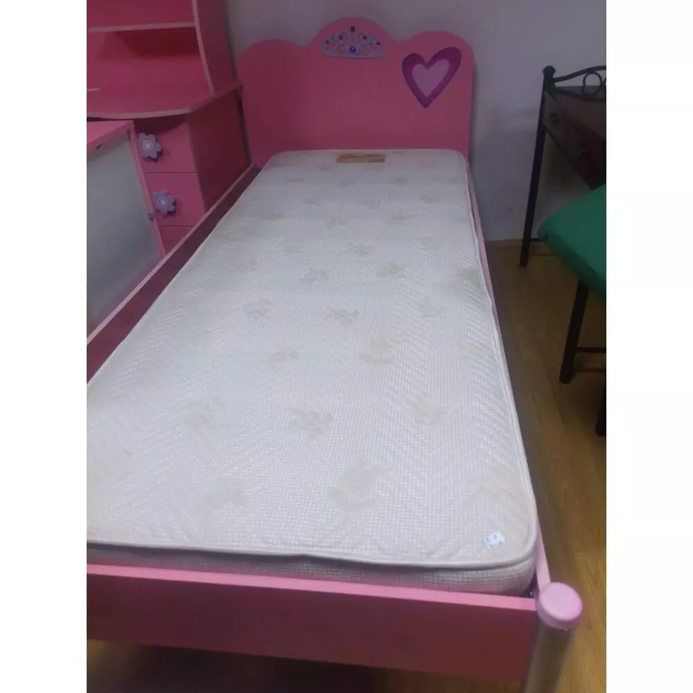 ΚΡΕΒΑΤΙ ΞΥΛΙΝΟ ΜΟΝΟ ΡΟΖ ΠΑΙΔΙΚΟ 95Χ200