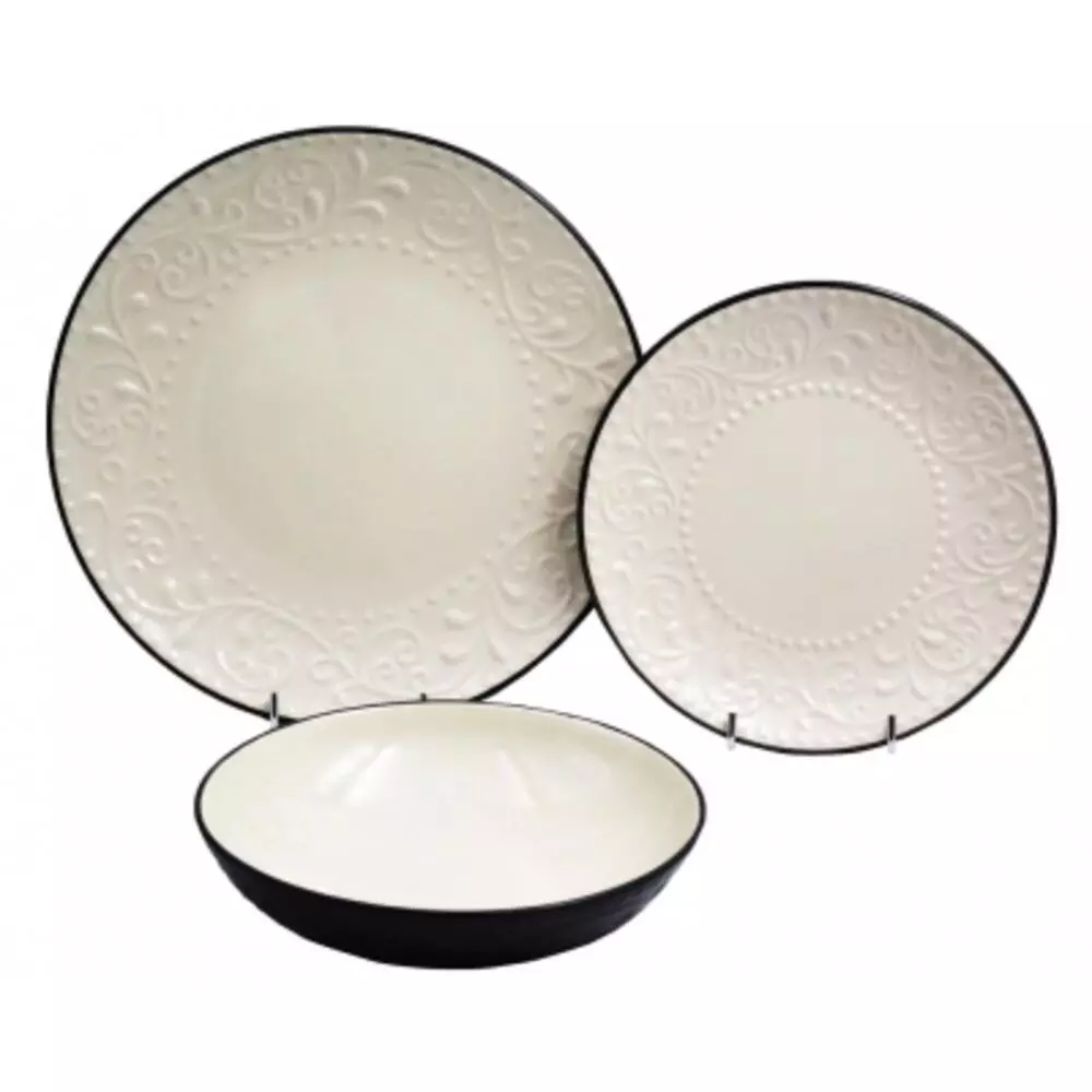 ΠΙΑΤΟ ΚΕΡΑΜΙΚΟ ΣΤΡΟΓΓΥΛΟ ΦΡΟΥΤΟΥ ΜΠΕΖ ΧΡΩΜΑ ΚΑΙ ΣΚΟΥΡΟ ΓΚΡΙ ΤΟ ΚΑΤΩ ΜΕΡΟΣ, ΜΕ ΑΝΑΓΛΥΦΑ ΣΧΕΔΙΑ