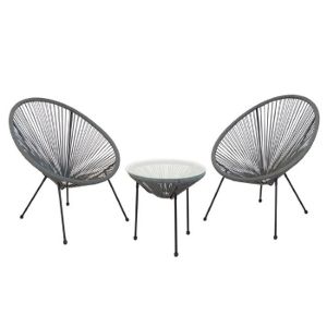 ΣΕΤ ΒΕΡΑΝΤΑ ΤΡΑΠΕΖΙ + 2 ΠΟΛΥΘΡΟΝΕΣ ΜΕΤΑΛΛΟ ΜΑΥΡO - RATTAN ΓΚΡΙ