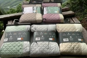 ΚΟΥΒΕΡΛΙ ULTRASONIC LORETA 220X240 BEIGE-NATURAL 100% MICROFIBER