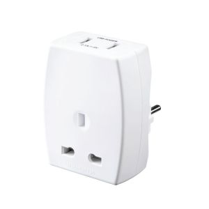 ΣΟΥΚΟ + 2XUSB ΛΕΥΚΟΣ ADAPTOR ALTA 70126 ALFAONE TRAVEL UK