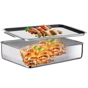 ΓΑΣΤΡΑ ΑΝΟΞ. 36X25CM ΜΕ ΚΑΠΑΚΙ -ΤΑΨΙ DUPLEX - INOXRIV