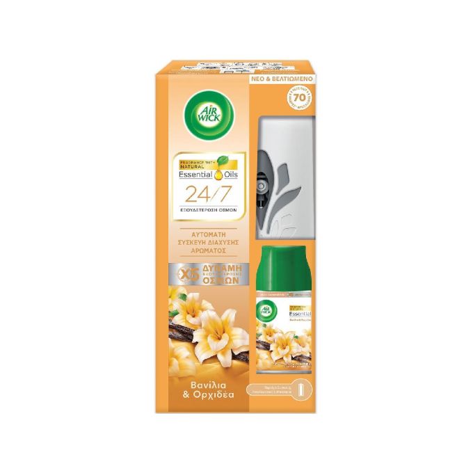 ΑΡΩΜΑΤΙΚΟ AIR WICK FRESH MATIC ΣΥΣΚΕΥΗ + ΑΝΤ-ΚΟ 250ML - (VANILLA & ORCHID)