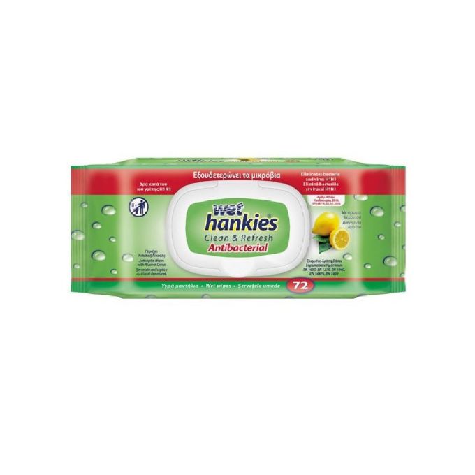ΥΓΡΟΜΑΝΤΗΛΑ ΧΕΡΙΩΝ CLEAN & REFRESH LEMON-ΑΝΤΙΒΑΚΤΗΡΙΔΙΑΚΑ (72ΤΕΜ)