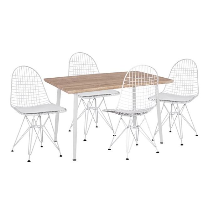 ΣΕΤ ΤΡΑΠΕΖΙΑ 5ΤΜΧ SONAMA & ΚΑΡΕΚΛΕΣ ΜΕΤΑΛΛΙΚΕΣ ΛΕΥΚΟ ΧΡΩΜΑ ΜΕ ΜΑΞΙΛΑΡΙ