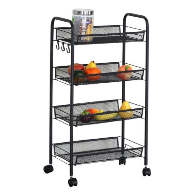 ΤΡΟΛΕΙ ΜΕΤΑΛΛΙΚΟ ΜΕ 4 ΚΑΛΑΘΙΑ ΚΑΙ 3 ΓΑΝΤΖΟΥΣ ΜΑΥΡΟ 44X26X85ΕΚ.