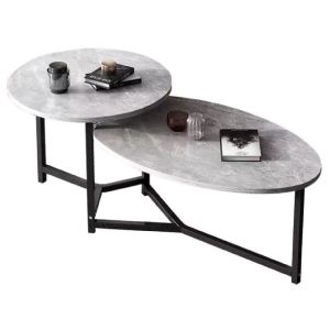 ΤΡΑΠΕΖΑΚΙ ΣΑΛΟΝΙΟΥ 125Χ60CM ΔΙΠΛΟ ΜΕΤΑΛΛΟ ΜΑΥΡΟ ΕΠΙΦΑΝΕΙΑ ΑΠΟΧΡΩΣΗ ΓΚΡΙ