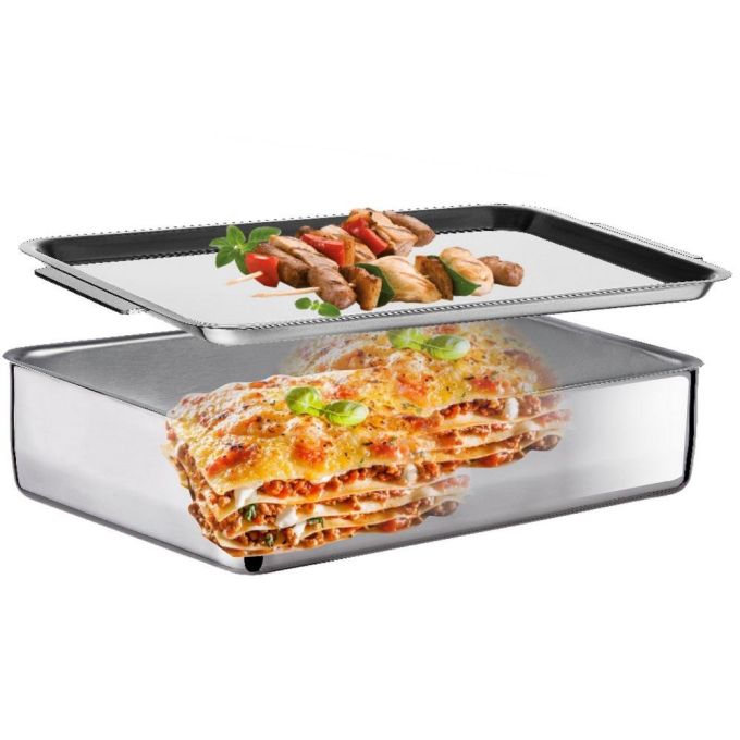 ΓΑΣΤΡΑ ΑΝΟΞ. 36X25CM ΜΕ ΚΑΠΑΚΙ -ΤΑΨΙ DUPLEX - INOXRIV