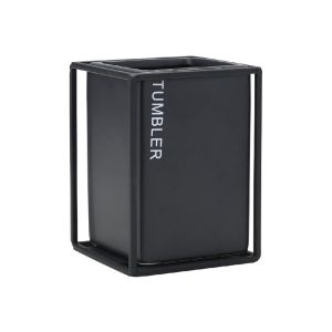 ΠΟΤΗΡΑΚΙ ΜΠΑΝΙΟΥ CAGE ΚΕΡΑΜΙΚΟ ΜΑΥΡΟ ΜΕ ΜΕΤΑΛ. ΠΛΑΙΣΙΟ 8.5X8.5X12CM