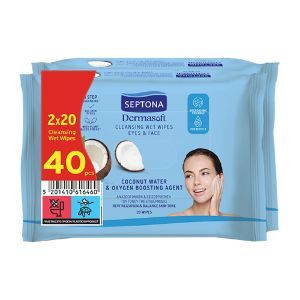 SEPTONA COSM.WIPES COCONUT WATER & OXYGEN BOOST. 2Χ20ΤΕΜ.