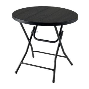 ΤΡΑΠΕΖΙ ΣΤΡΟΓΓΥΛΟ ΠΛΑΣΤΙΚΟ-ΣΙΔΕΡΟ ΑΝΑΔ-ΝΟ ΜΑΥΡΟ ΞΥΛΙΝΟ (80X74)